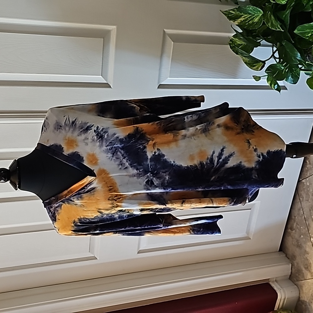 Tie dye shirt and matching long pants.